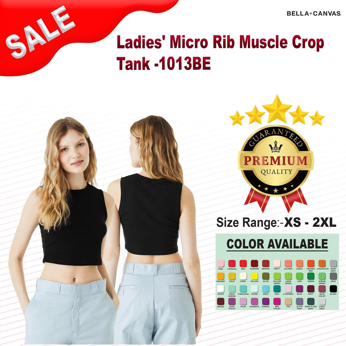 Bella + Canvas® Ladies Micro Rib Muscle Crop Tank