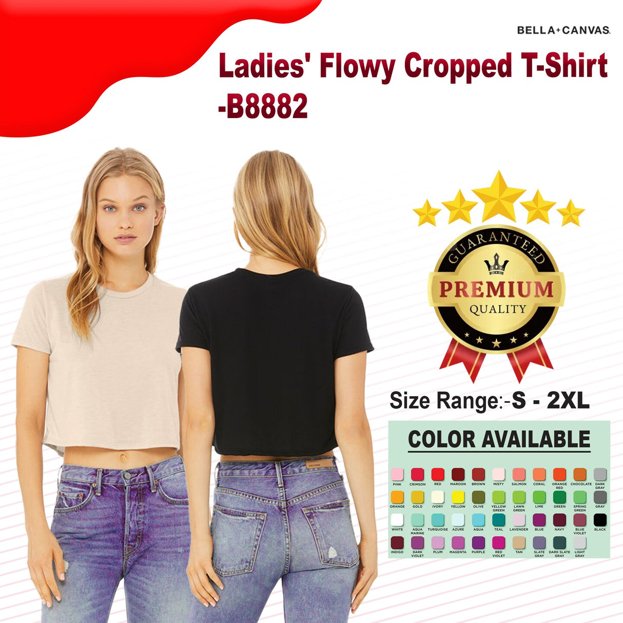 Bella + Canvas® Ladies Flowy Cropped T Shirt