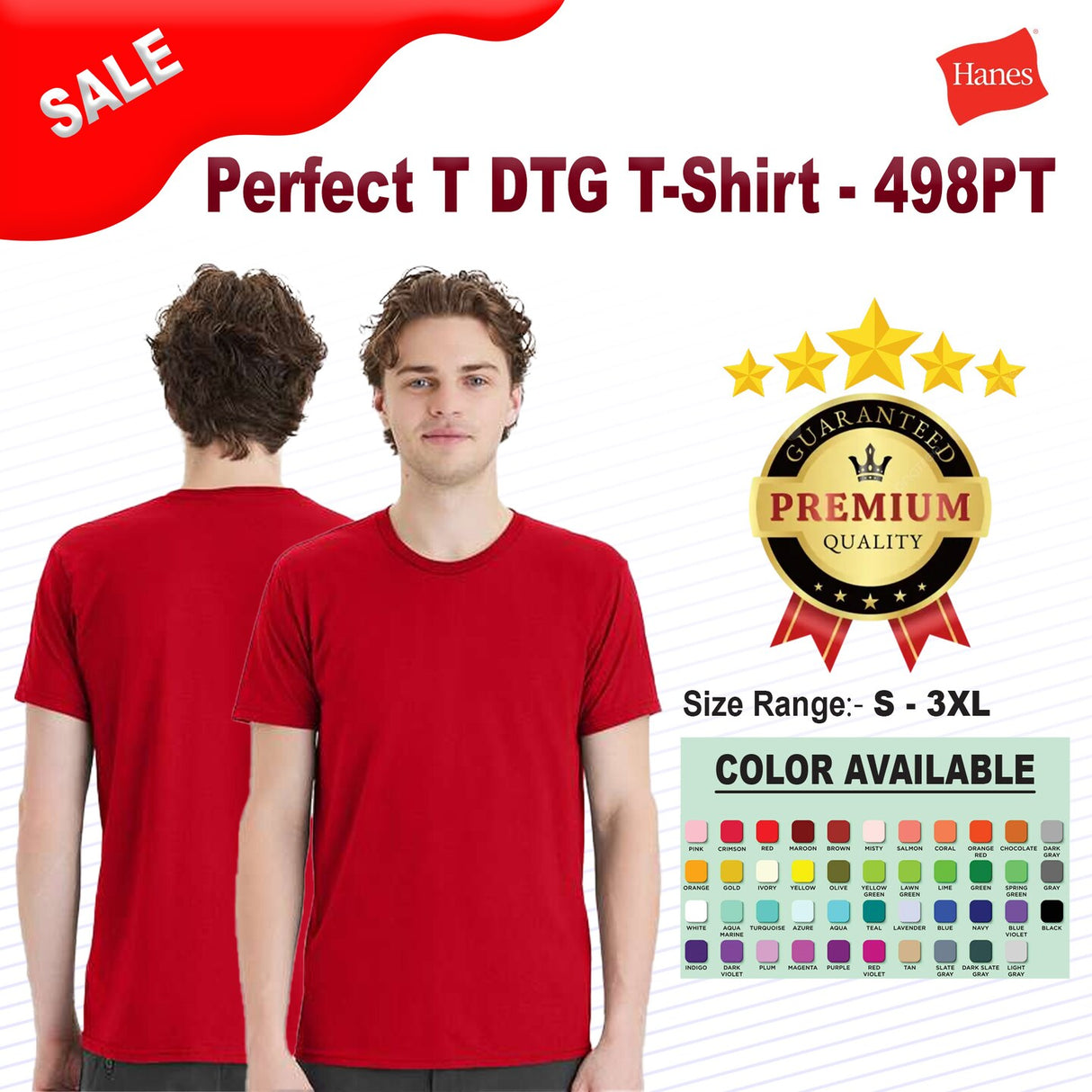 Hanes® Perfect-T DTG Crewneck Short Sleeve T-Shirt