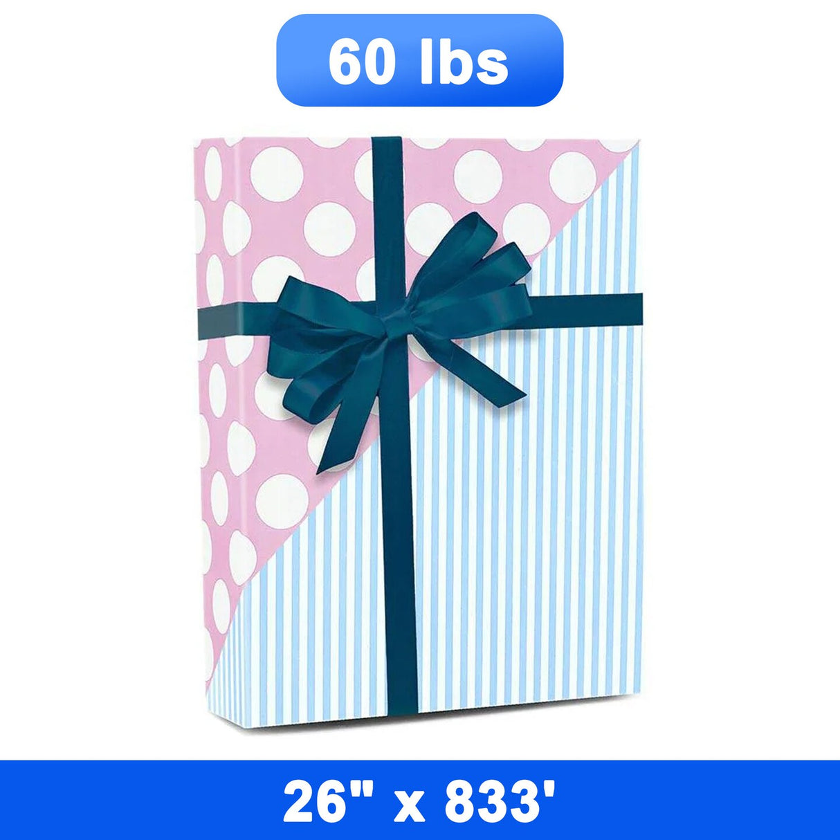 Stylish Striped Wrapping Paper 26" x 833' Roll 60 lbs