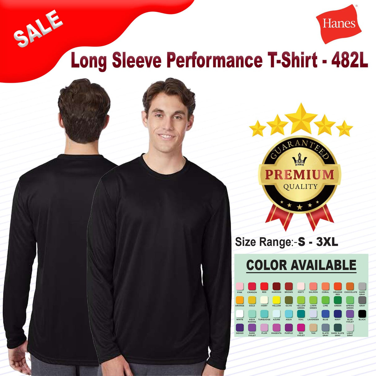 Hanes® Cool DRI Long Sleeve Crewneck Performance T-Shirt