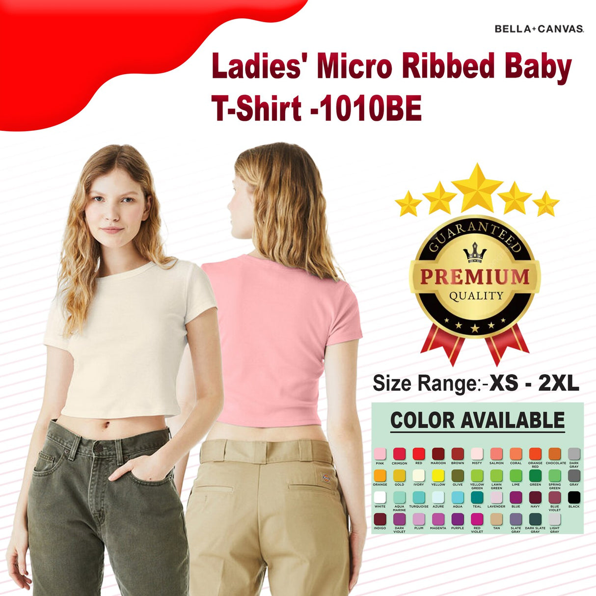 Bella + Canvas® Ladies Micro Ribbed Baby Crewneck T-Shirt