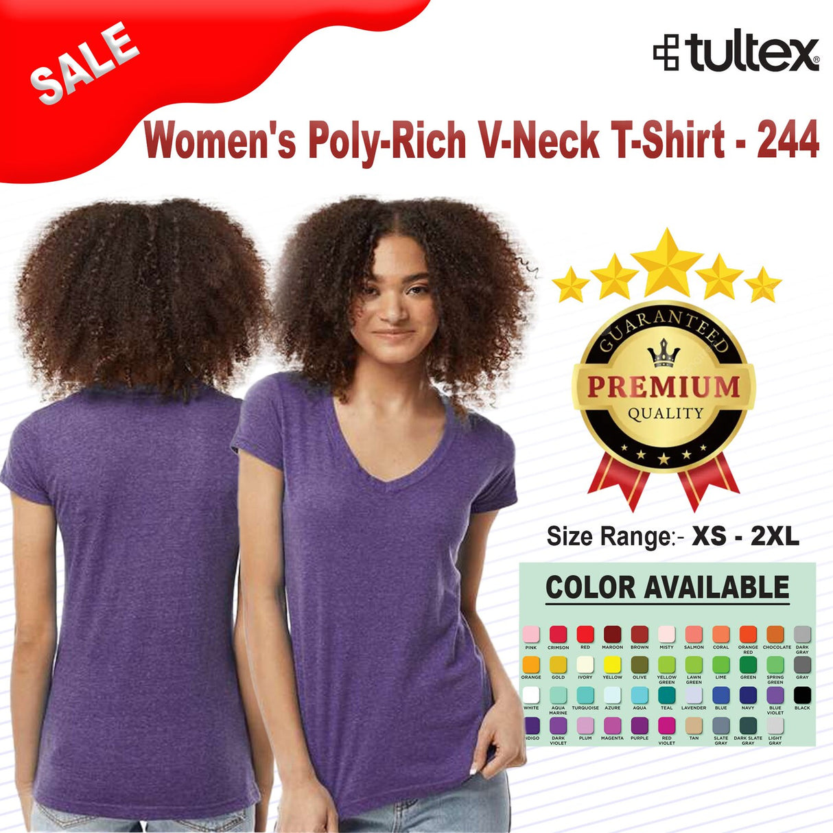 Tultex® Women's Poly-Rich V-Neck Short Sleeve T-Shirt
