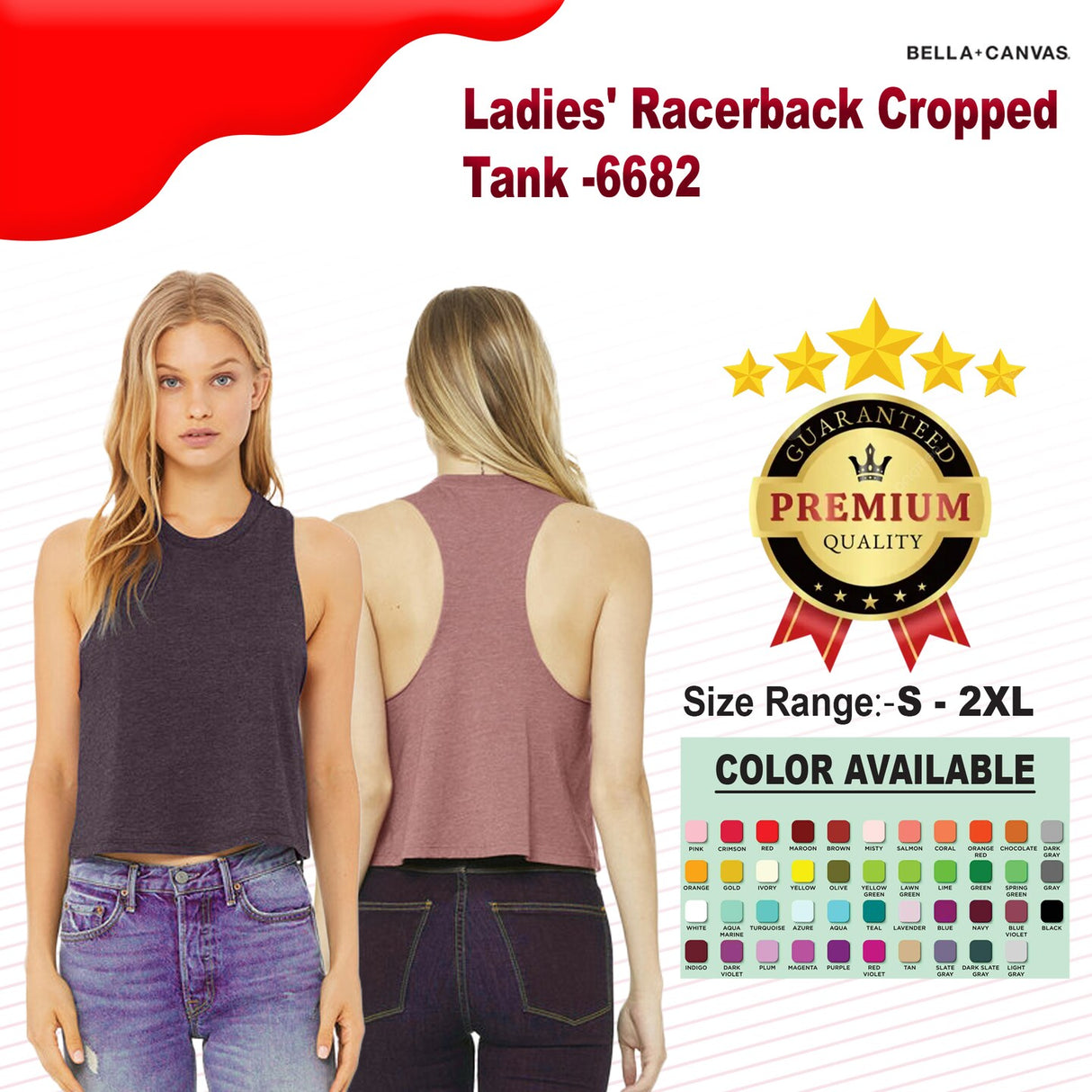 BELLA+CANVAS® Women's Racerback Crop Tank Soft & Stylish Fit