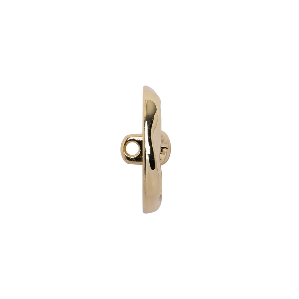 Organic Puffy Faux Four-Hole with Stitching Shank Back Button - 28L/18mm - Gold