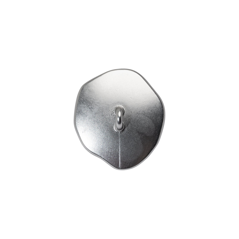 Organic Wavy Edge Concave Shank Back Metal Button - 27L/17mm - Brushed Nickel