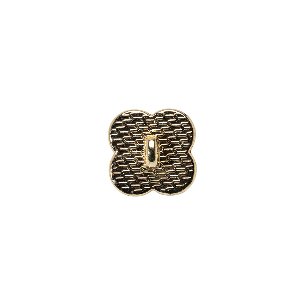 Floral Enameled Metal Shank Back Button with Rhinestone Center - 18L/11.5mm - Gold and Black