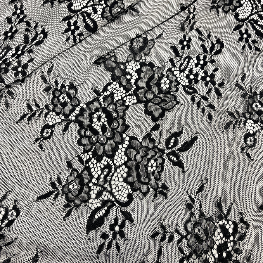 3 Yards Chantilly Embroidered Lace Fabric with Eyelash Scallop