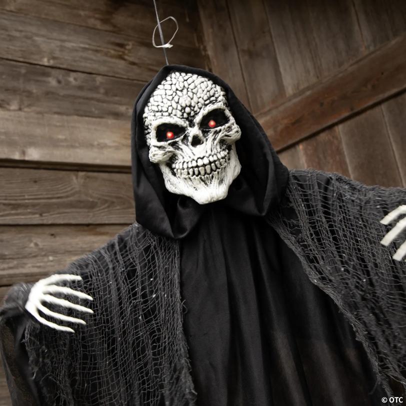 47 1/4" Hanging Light-Up Skeletal Reaper Animated Prop Halloween Decoration