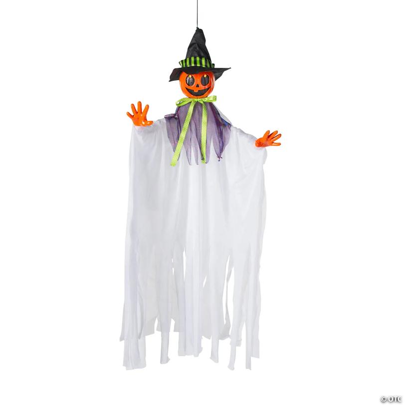 47 1/4" Hanging Smiling Pumpkin Scarecrow Animated Prop Halloween Decoration