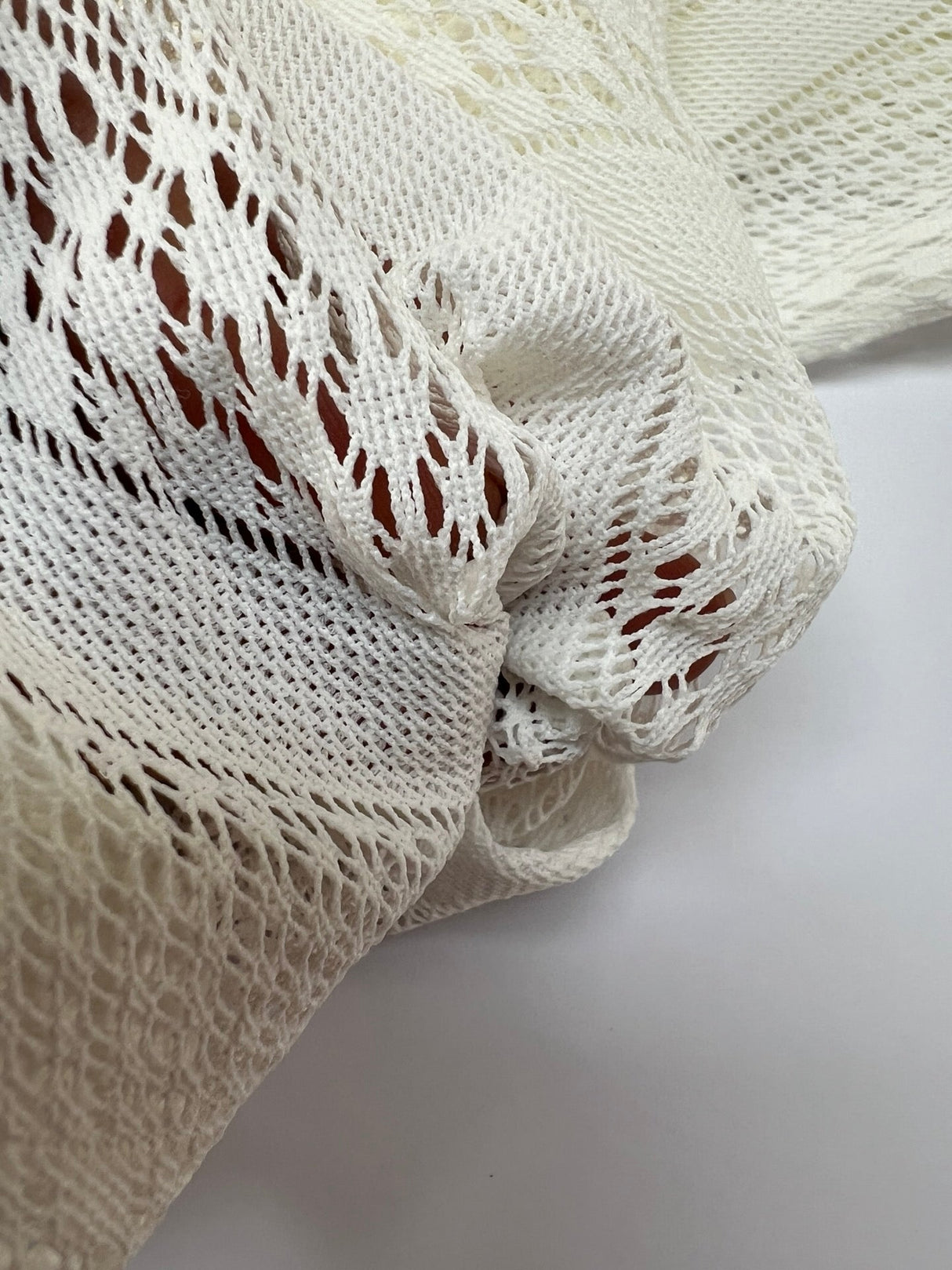 Polyamide Knitted Abstract White Fabric