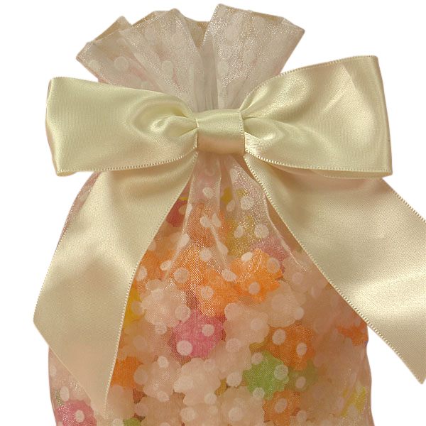 Pre-Tied Satin Bows with Wire Ties – Ivory, 7/8'' x 3'' (12 per Package)