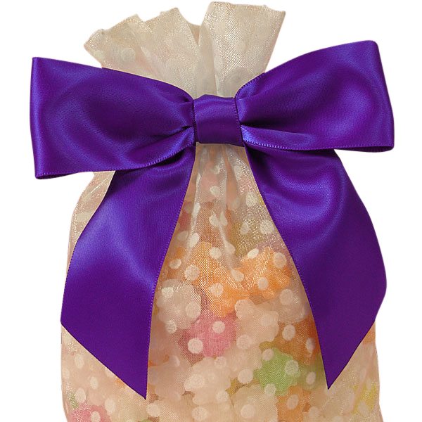 Pre-Tied Satin Bows with Wire Ties – Dark Purple, 1 1/2'' x 4 1/2'' (12 per Package)