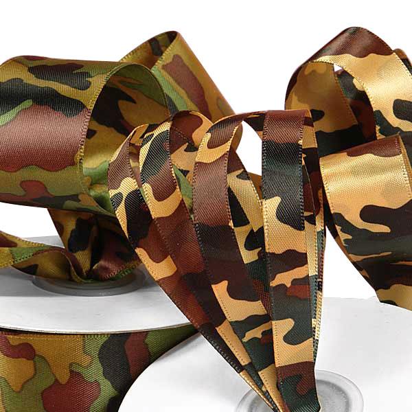 Camouflage Pattern Satin Ribbon 7/8 '' X 25 yd Dark Camouflage Color 1 / ROLL