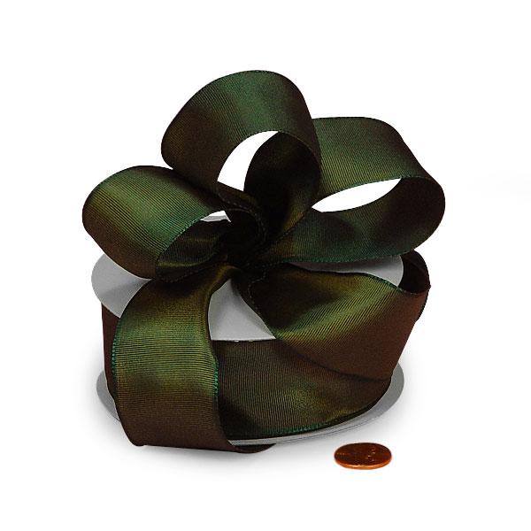 Two-Toned Wired Taffeta Ribbon 1 1/2 '' X 25 yd Green/Gold Color 1 / roll
