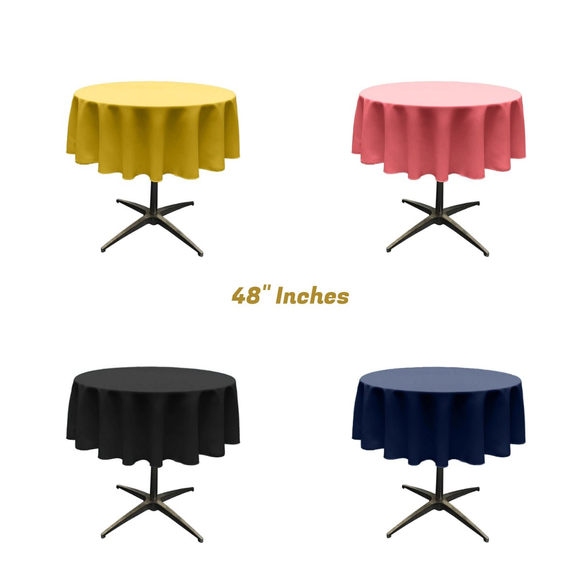 48" Round Poly Poplin Seamless Tablecloth Polyester Fabric - Solid Color, 48" Width (1 Piece)