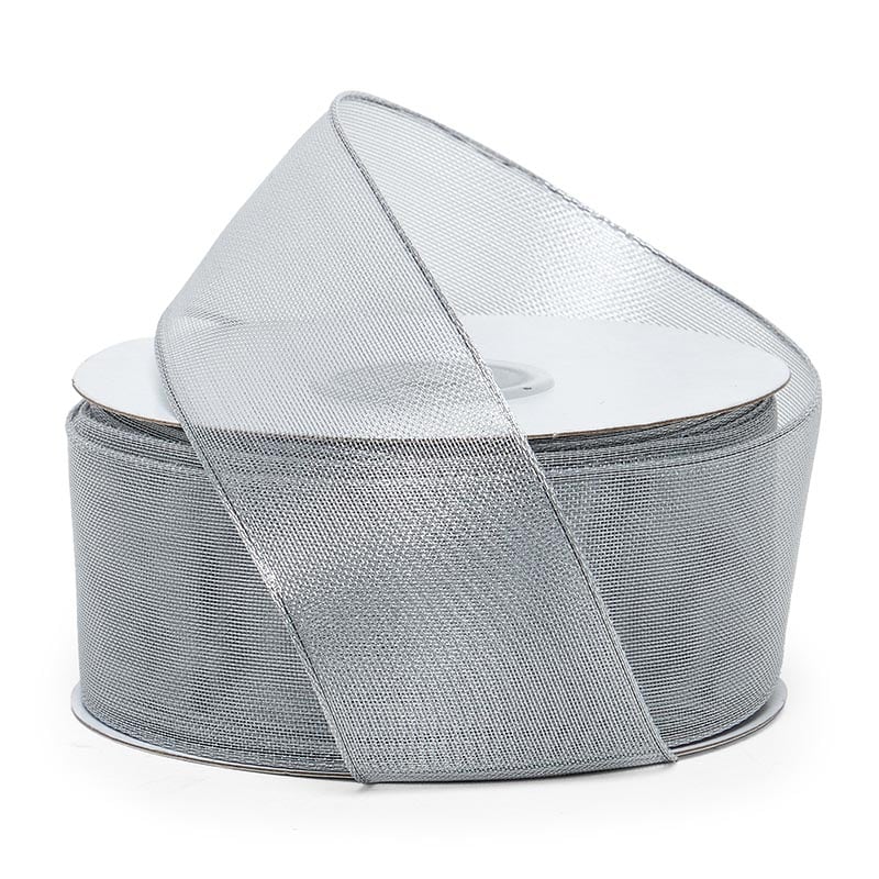 Troy Metallic Ribbon 1 1/2 '' X 25 yd Silver Color 1 / roll