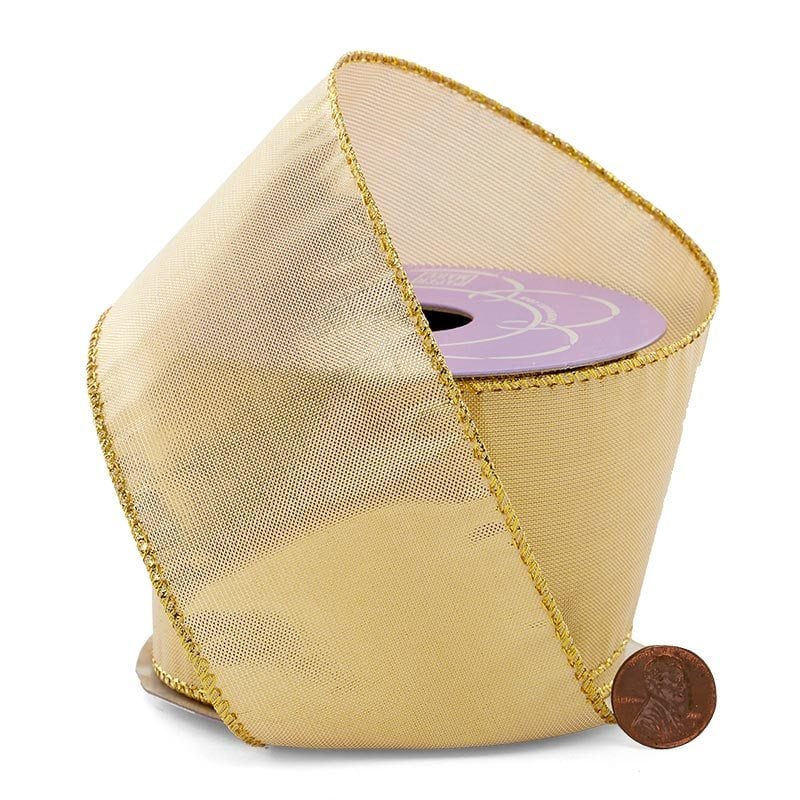 Simply Gold Metallic Wired Ribbon 2 1/2 '' X 10 yd - 1 / ROLL