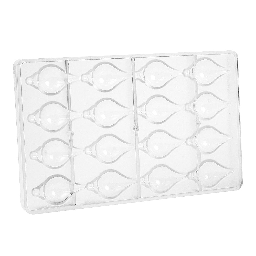 Greyas Polycarbonate Chocolate Mold, Elongated Ornament by Luis Amado, 16 Cavities