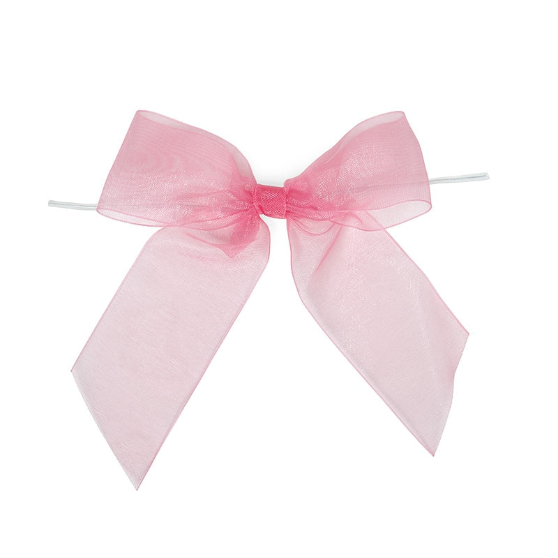 Pre-Tied Organza Bow 4 1/2 '' X 1 1/2 '' Pink Color 12 each / package