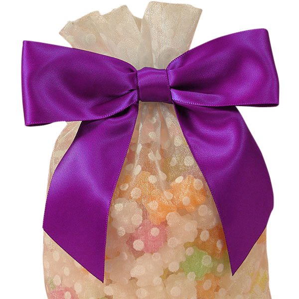 Pre-Tied Satin Bows with Wire Ties – Purple, 3/8'' x 2'' (12 per Package)