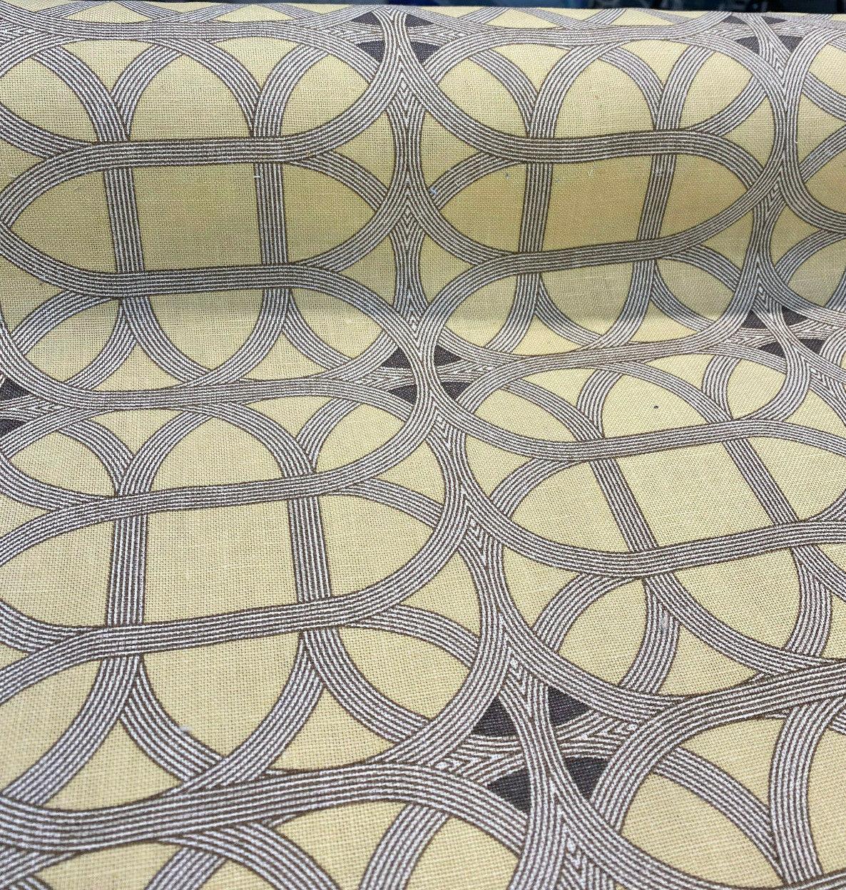 Williamsburg Waverly Lamerie Lattice Linen Fabric - Sepia Geometric Lattice, 54" Width (1 Yard)