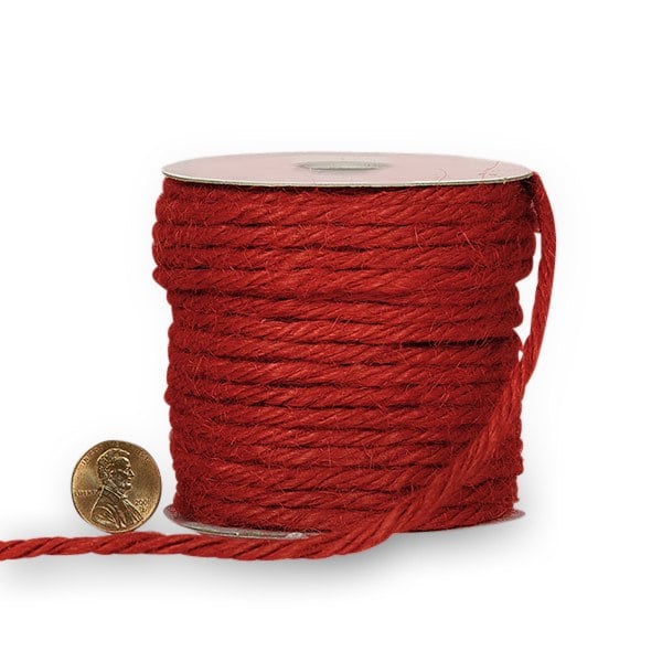 Medium Colored Jute Cord 3 1/2 mm X 25 yd Red Color 1 / roll