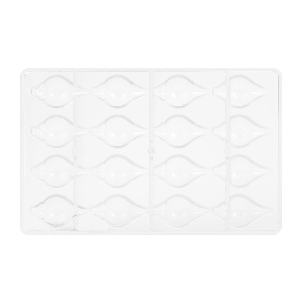Greyas Polycarbonate Chocolate Mold, Elongated Ornament by Luis Amado, 16 Cavities