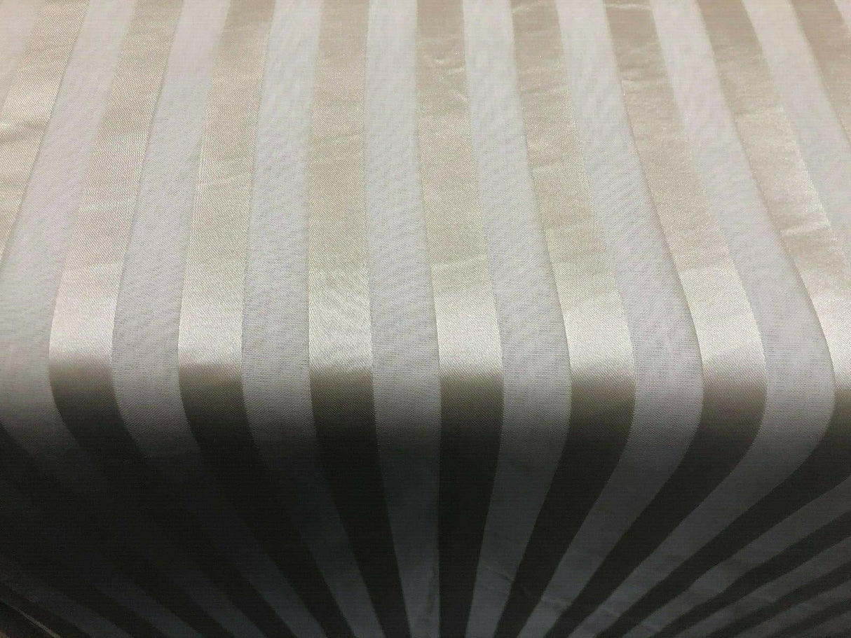 P Kaufmann Sheer Stripe Voile Focus - Polyester Voile Fabric - Antique Gold, Horizontal Stripe, 118" Width (By The Yard)