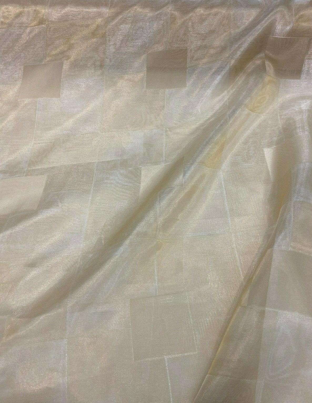French Sheer Organza Organza Fabric - Gold Squares, 118" Width (1 Yard)