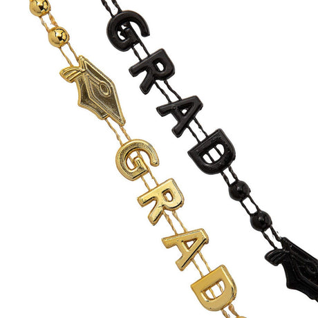 30" Black & Gold Grad Beaded Necklaces Assortment 24 Pc.