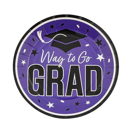 7 1/4" Red Way to Go Grad Disposable Paper Dessert Plates 25 Ct.