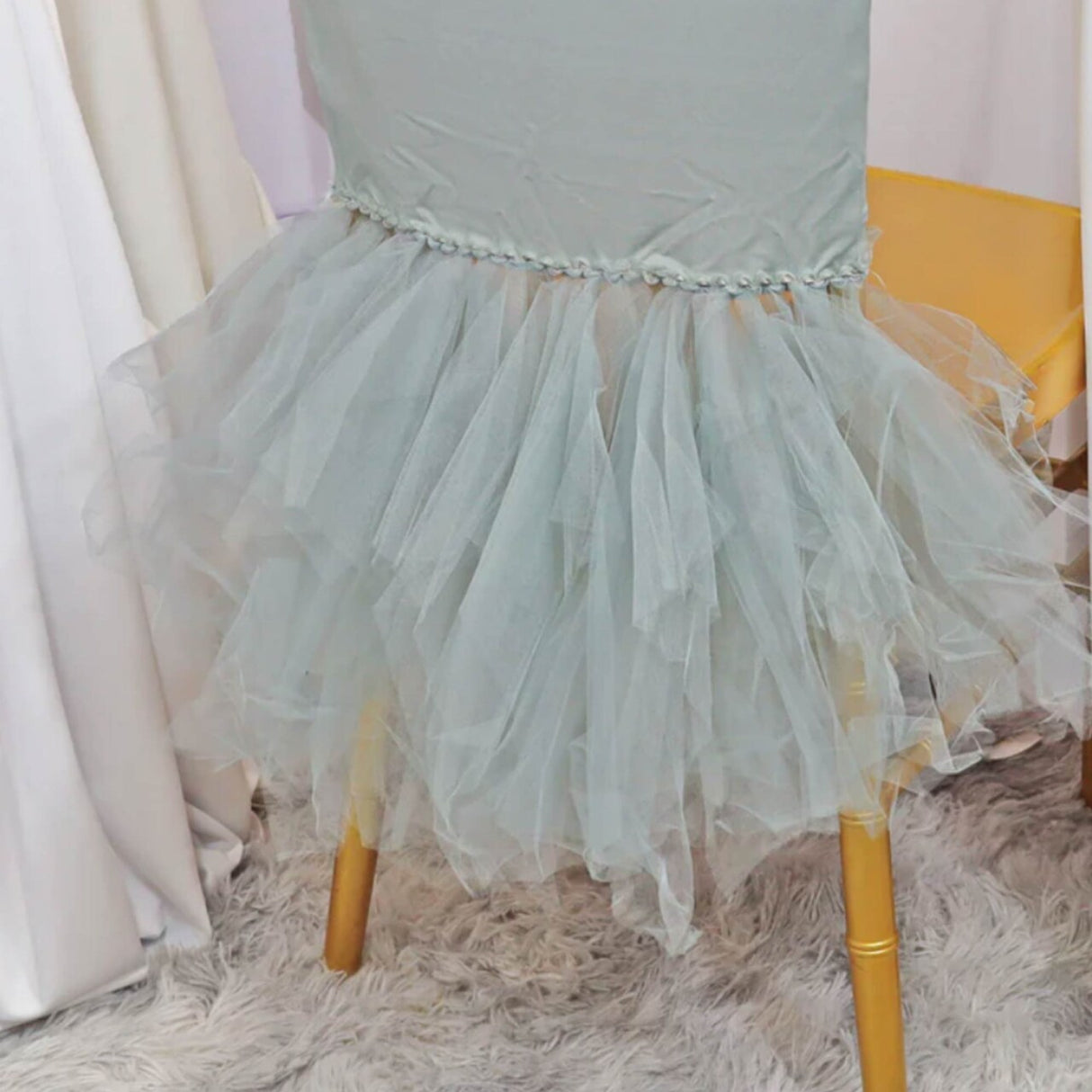 1 Piece Silver Ballerina Spandex Chiavari Chair Cover Sleek Stretch Fit with Flowing Skirt