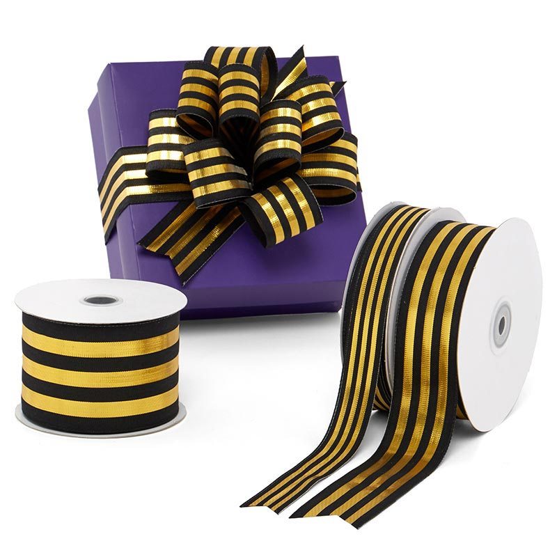 Vertical Striped Metallic Ribbon 1 1/2 '' X 25 yd - 1 / ROLL