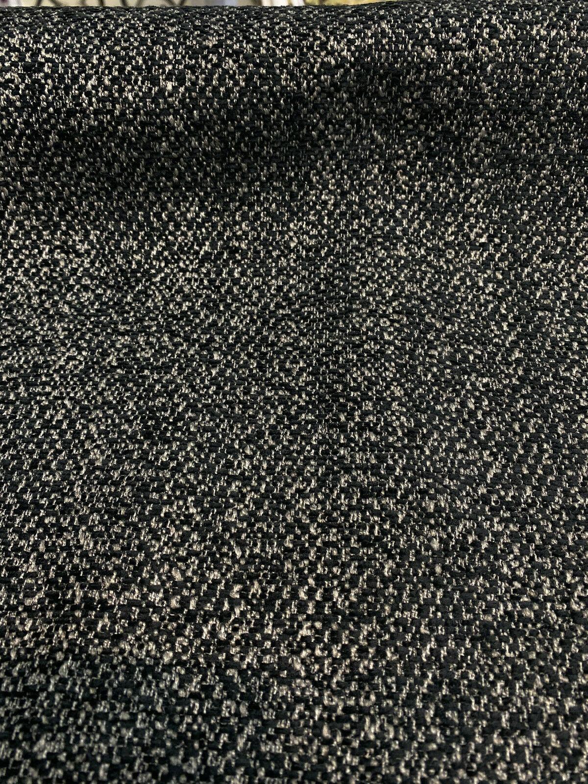 Mirage Pebble Black Rock Chenille Polyester Fabric - Black Gray/Taupe Interwoven Woven Solid, 55" Width (1 Yard)