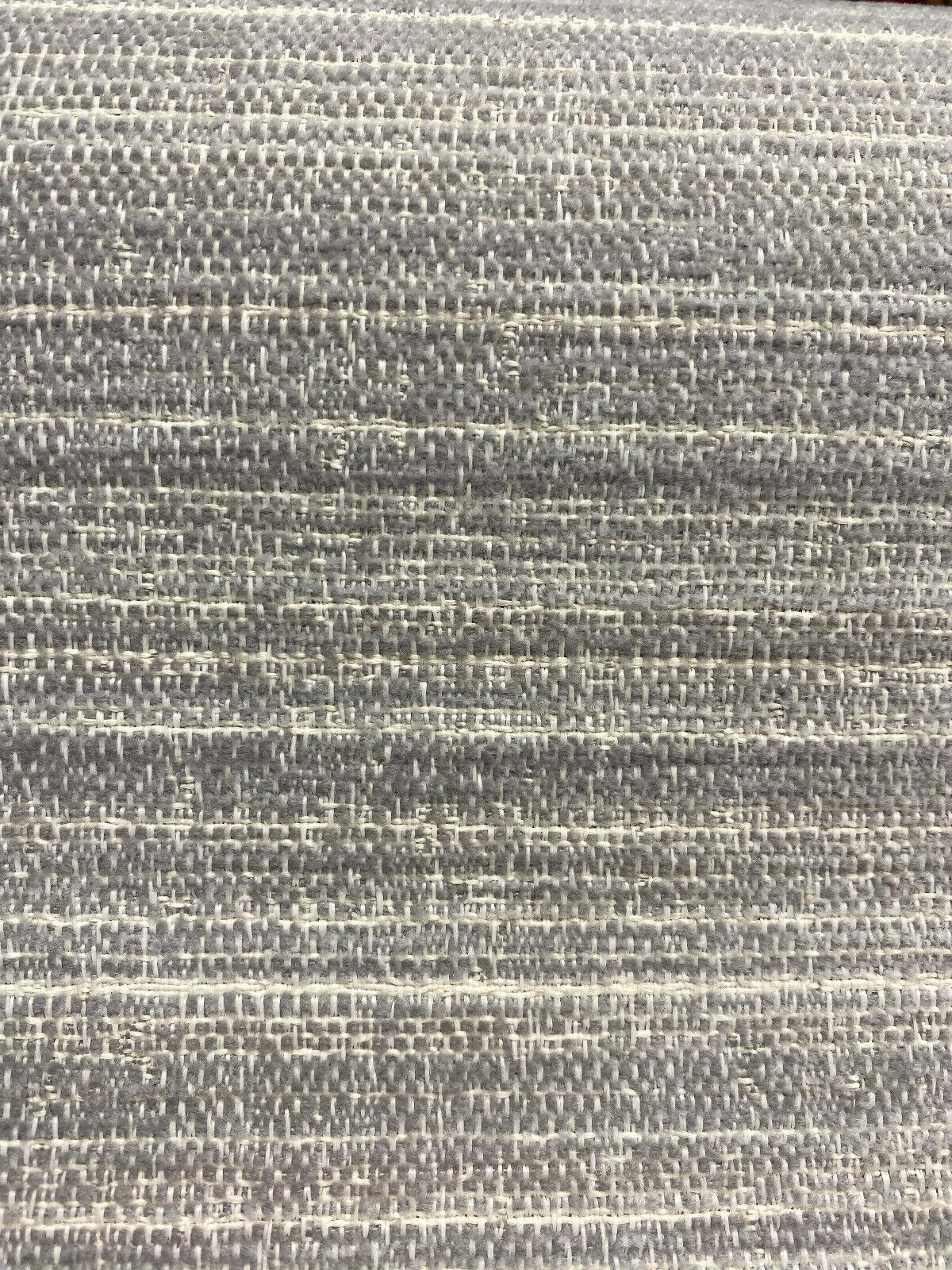 Robert Allen Ocean Ash Chenille Fabric - Gray Blue Stripe, 56" Width, 7" Horizontal Repeat (1 Yard)
