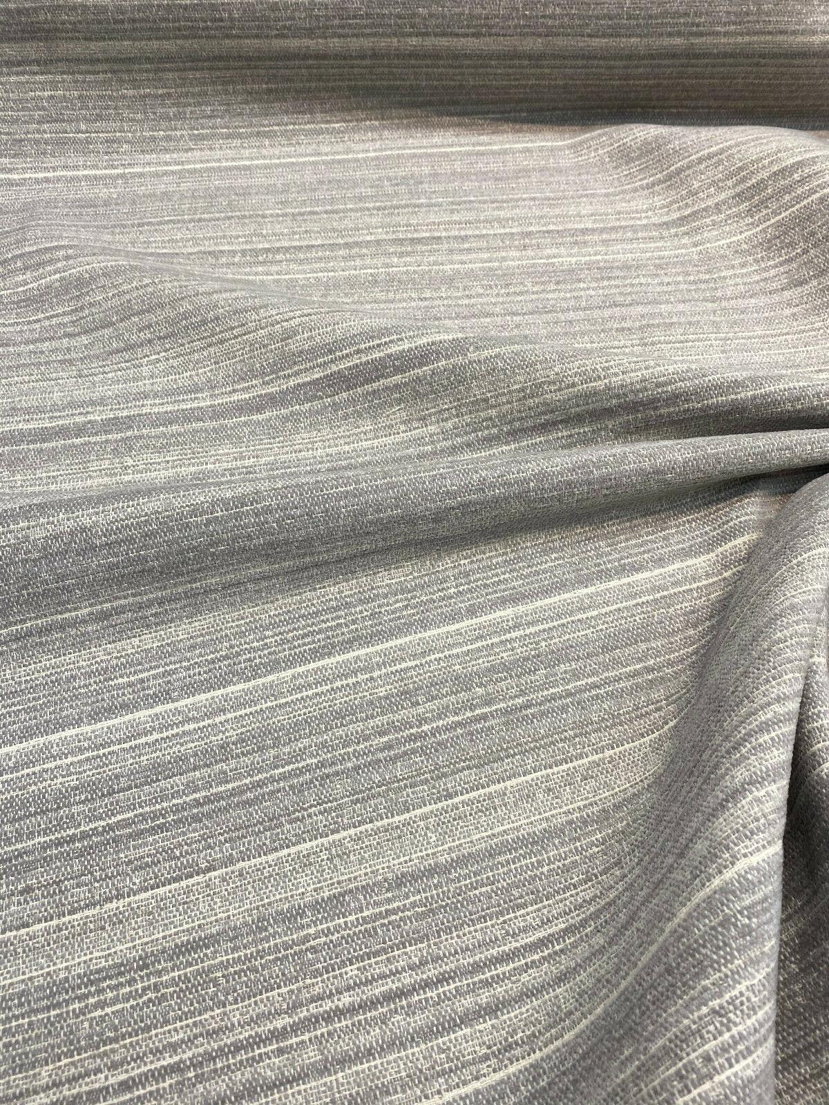 Robert Allen Ocean Ash Chenille Fabric - Gray Blue Stripe, 56" Width, 7" Horizontal Repeat (1 Yard)