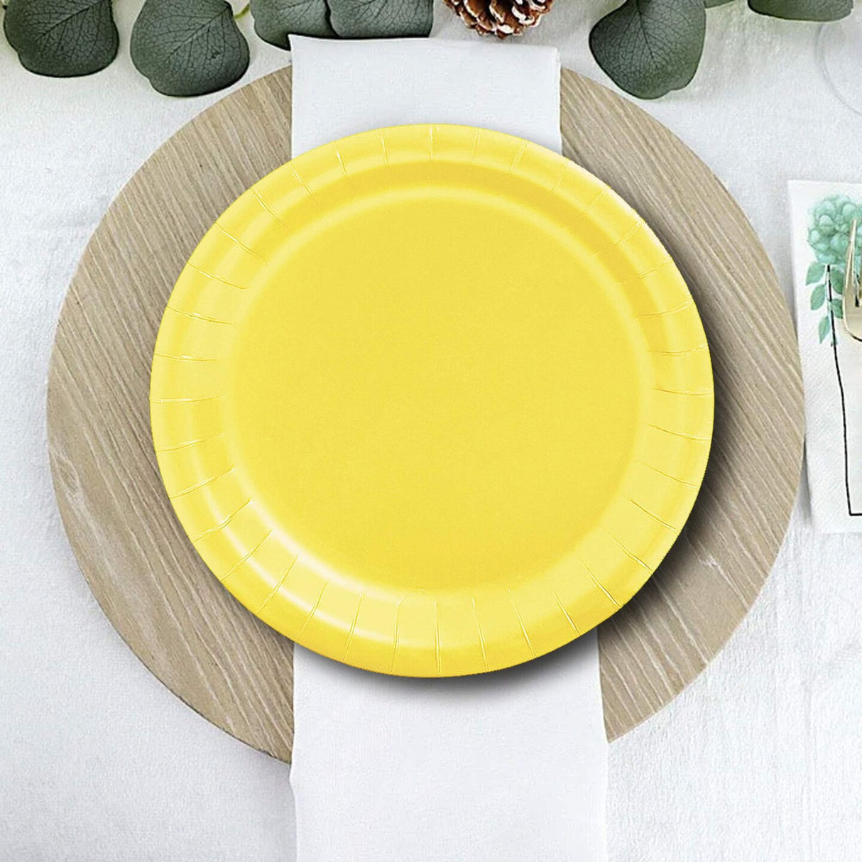 24 Count Yellow Paper Plates 7" Round Dessert Plates for Summer and Birthday Parties