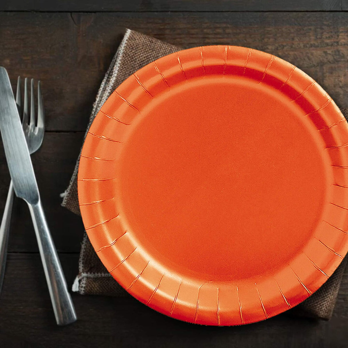 24 Count Orange Color Dessert Plates for Halloween or Summer 7"