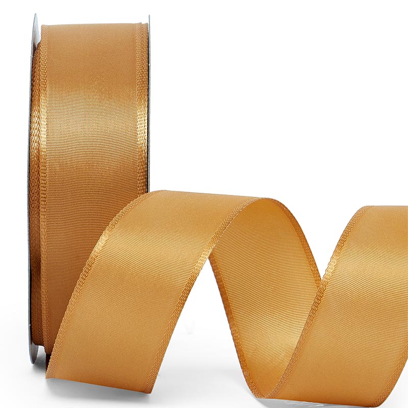 Trevia Taffeta Wired Ribbon 1 1/2 '' X 50 yd Old Gold Color 1 / roll