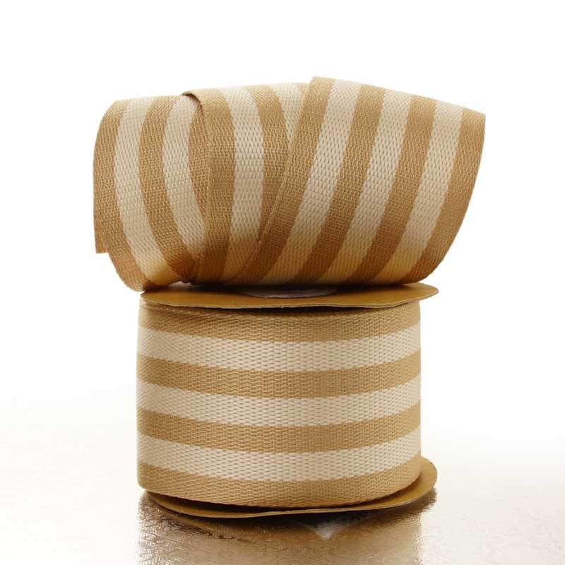Wide Striped Faux Burlap Ribbon 1 1/2 '' X 10 yd Ivory Color 1 / roll