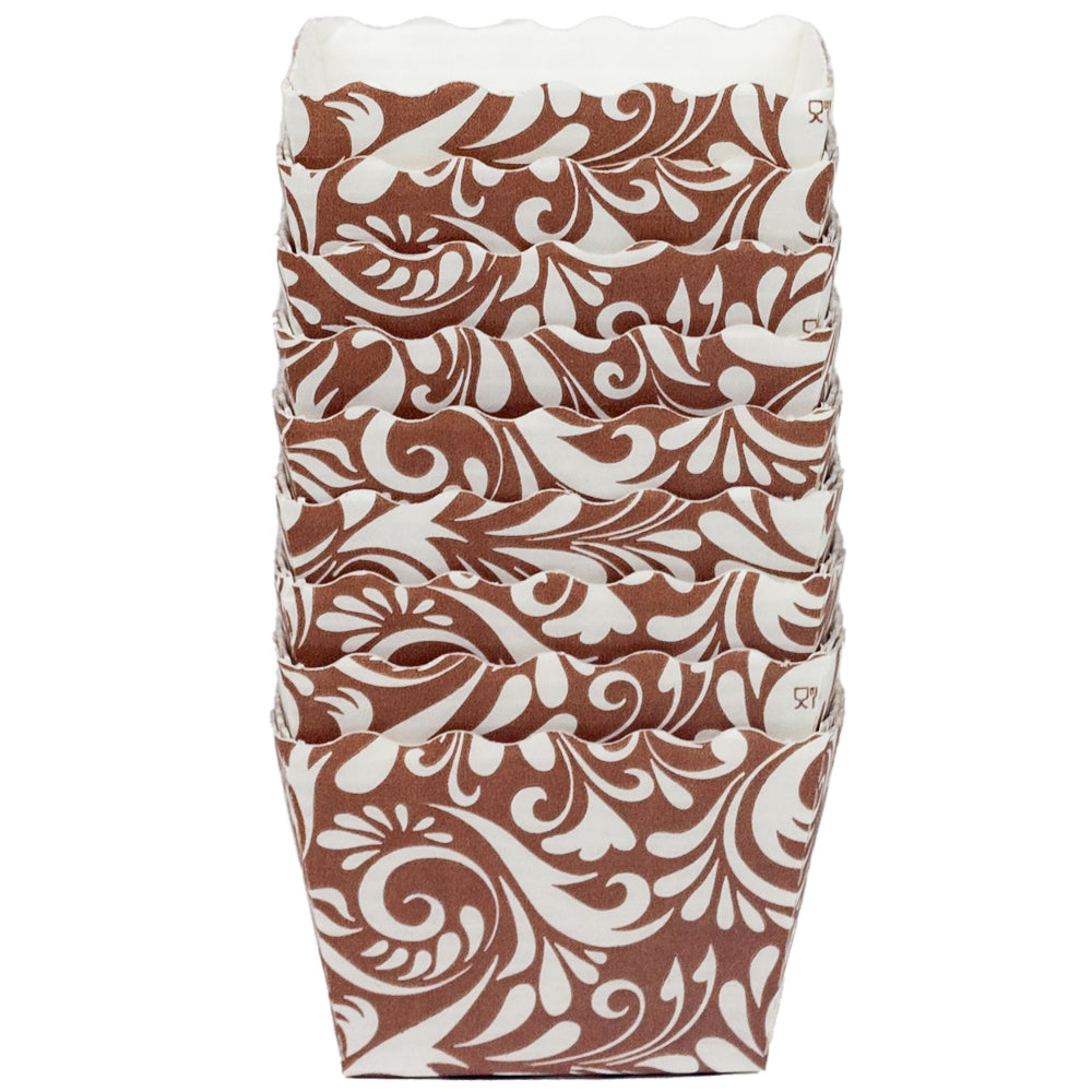 Novacart Brown Floral Easybake Square Baking Mold, 1-3/4" x 1-3/4" x 1-1/2" - Case of 1600