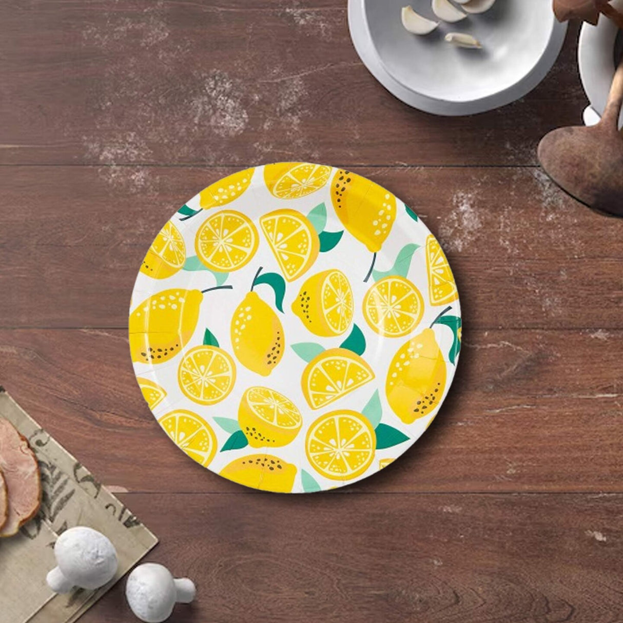8 Count Lemon Color Themed Paper Dinner Plates for Summer Parties