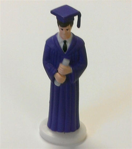 Purple Gown Graduate Boy Cake Topper