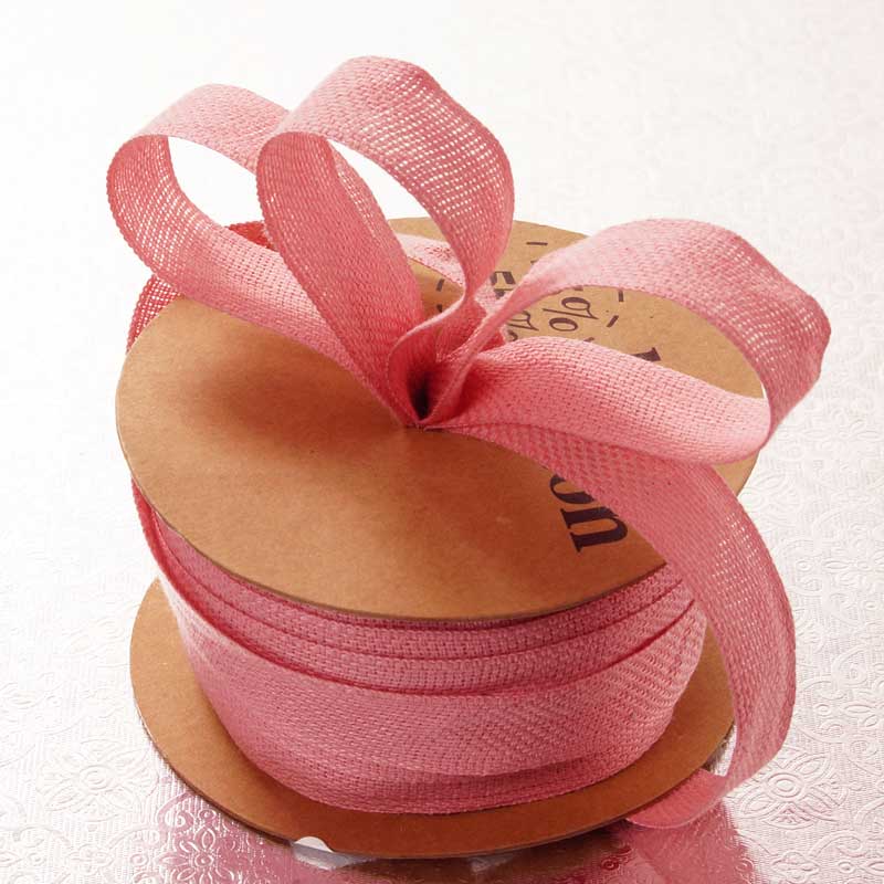 Natural Livingstone Linen Blend Ribbon 5/8 '' X 25 yd Pink Color 1 / ROLL