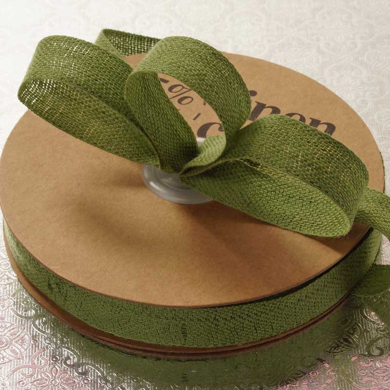 Natural Livingstone Linen Blend Ribbon 5/8 '' X 25 yd Moss Color 1 / ROLL