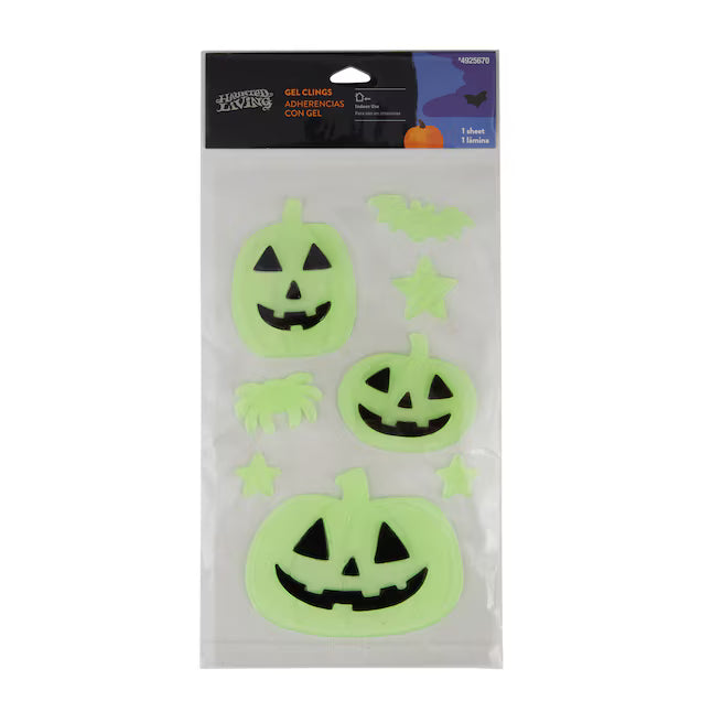 Haunted Living Stick and Scream Pumpkin Window Gel Clings Halloween Decoration