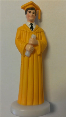 Gold Gown Graduate Boy Cake Topper
