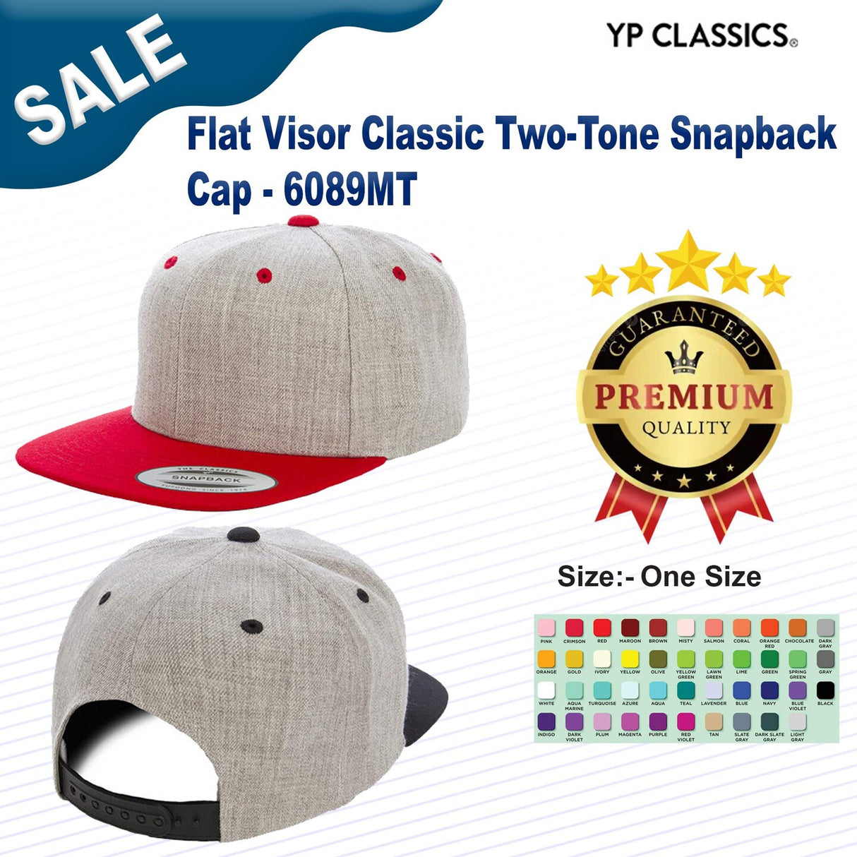 YP Classics® Flat Visor Classic Two-Tone Snapback Cap
