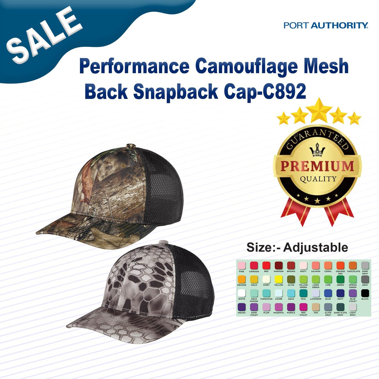 Port Authority® Performance Camouflage Mesh Back Snapback Cap